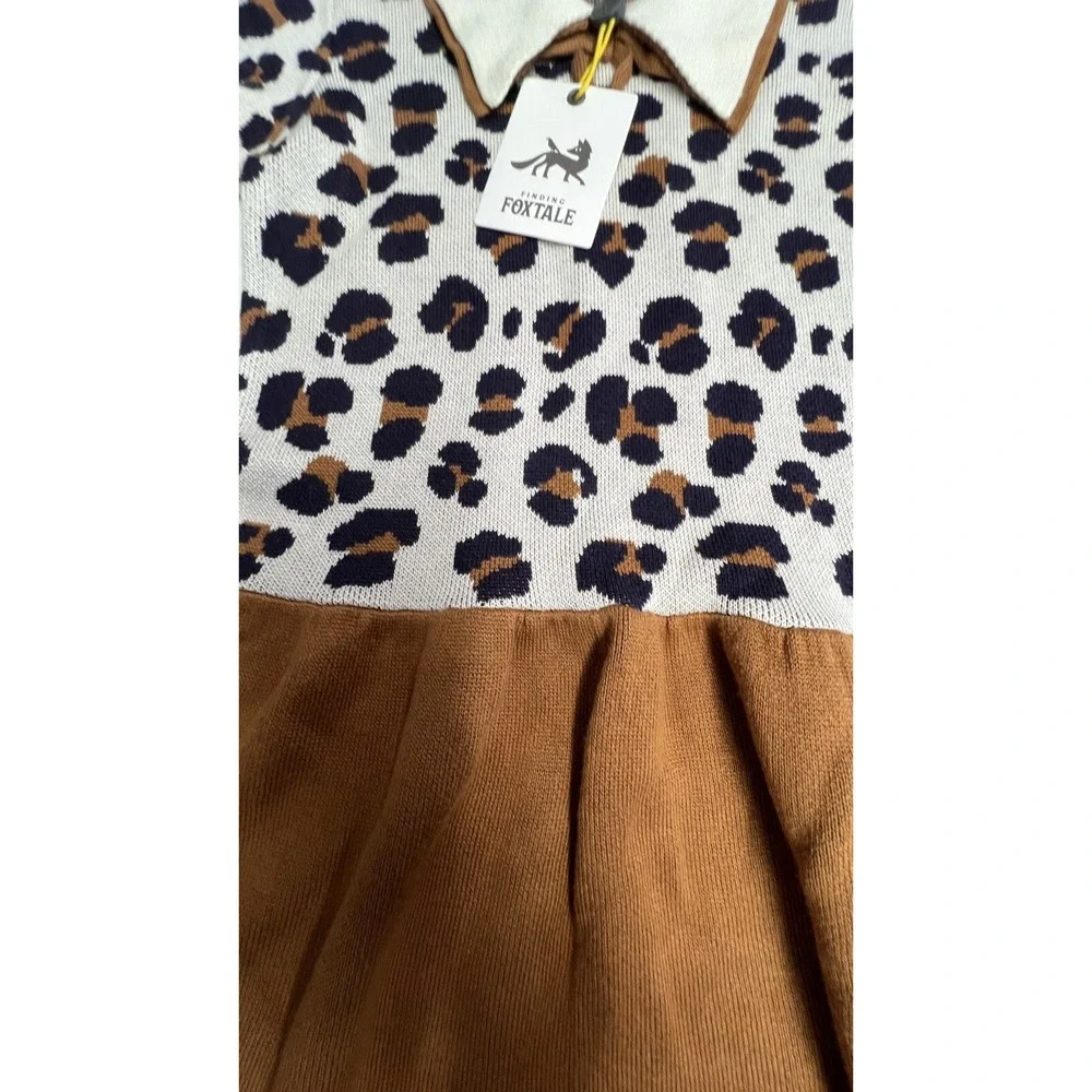 New Finding FoxTale Girls Wild Side Sweater Dress‎ Leopard Size 6